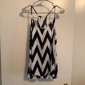 Navy and White Chevron Tank